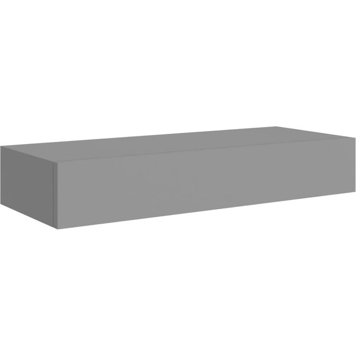 Estante con cajón de pared mdf gris 60x23,5x10 cm- comfortxl