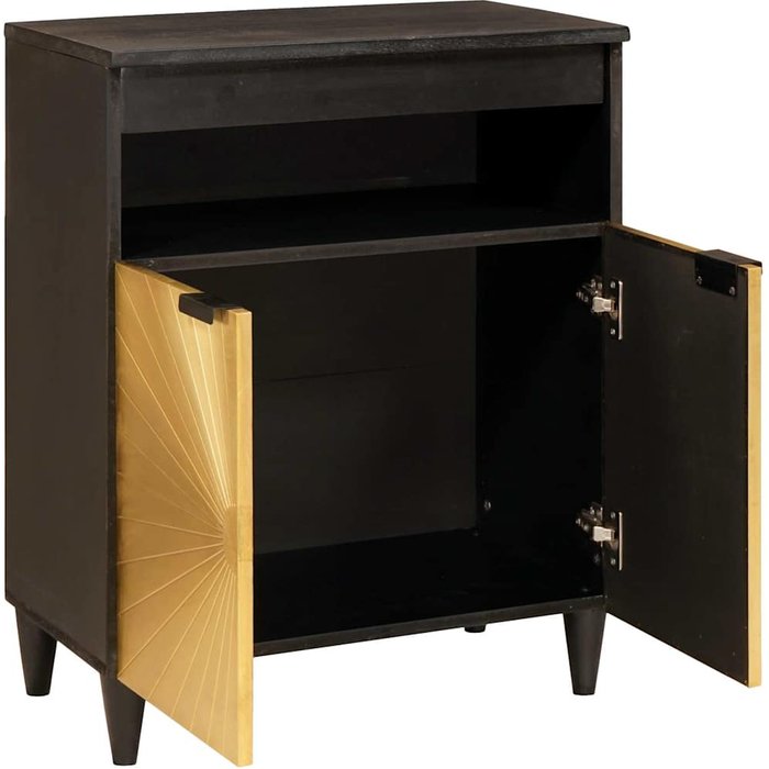 Vitrina | aparador negro y dorado 60 x 33 x 75 cm madera maciza de mango
