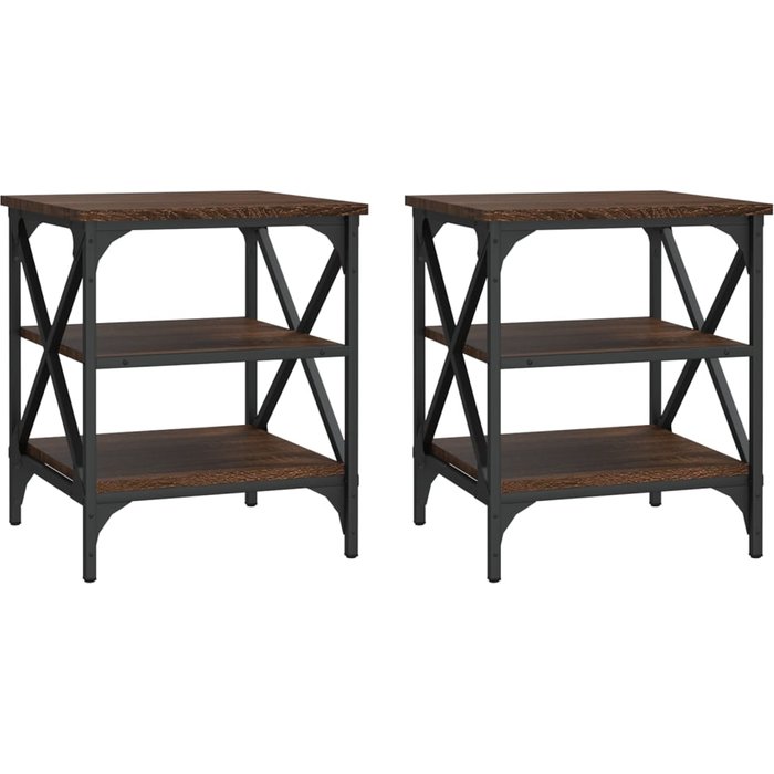 Mesas auxiliares 2 uds madera color marrón roble 40x42x50 cm - comfortxl