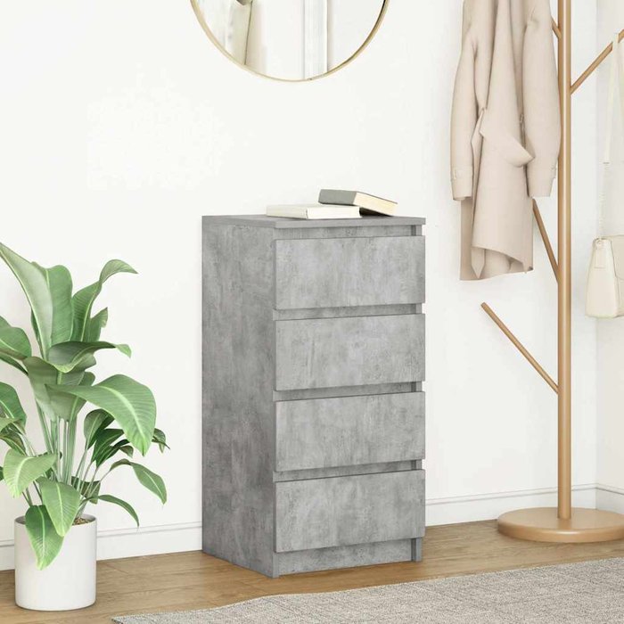 Aparador gris hormigón de 37,5 x 35 x 76 cm, fabricado en madera de ingeniería.