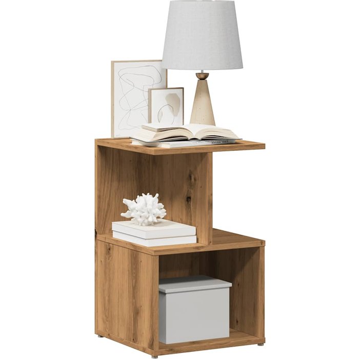 Mesitas de noche 2 piezas roble artesanal 35x35x55 cm