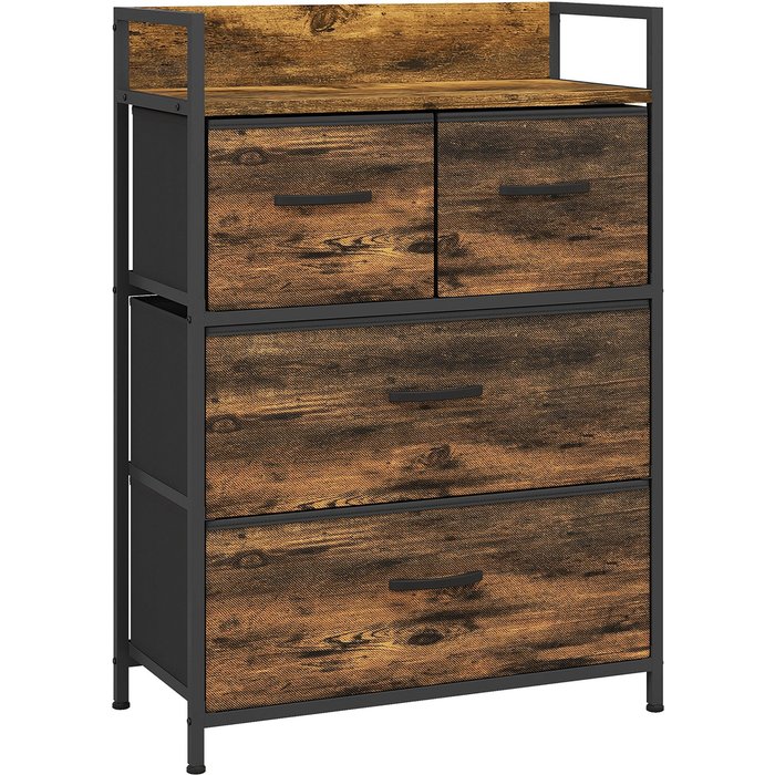 Mueble organizador homcom tela no tejida, acero marrón rústico 60x29x85 cm