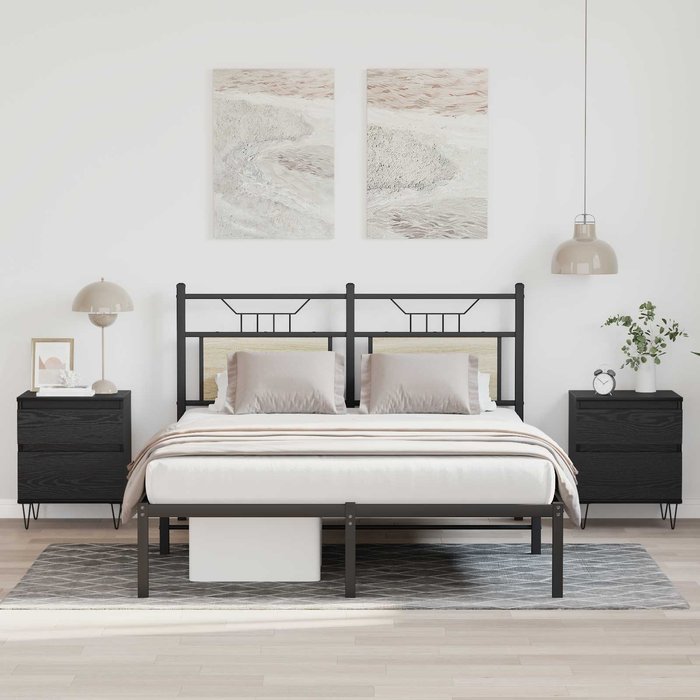 Mueble cama roble negro 40 x 35 x 50 cm madera de ingeniería