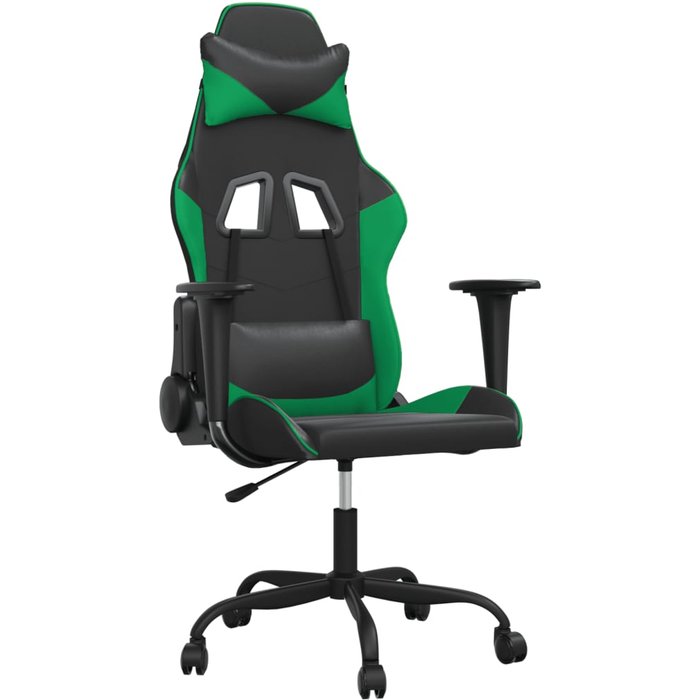 Silla gaming | silla de oficina de masaje cuero sintético negro y verde cfw55585