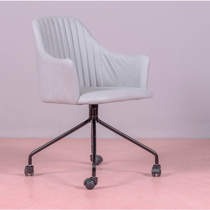 Silla de oficina tapizada en tela vintage - skyline - nest dream - gris claro