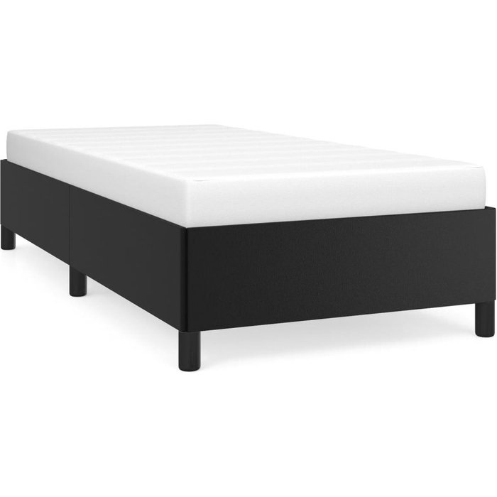 Estructura de cama sin colchón cuero sintético negro 80x200 cm — comfortxl