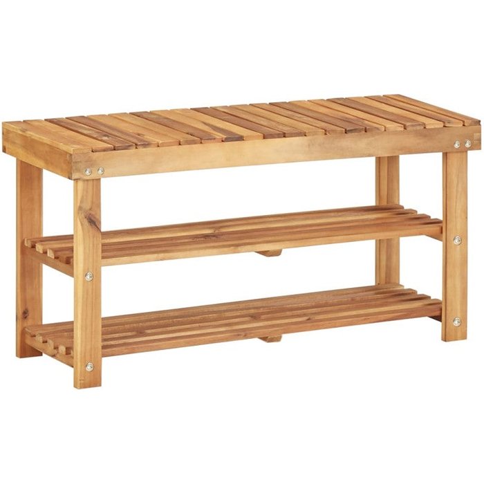 Vidaxl zapatero de madera maciza de acacia 90x32x46 cm
