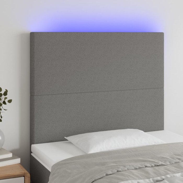 Maison exclusive - cabecero con luces led tela gris oscuro 80x5x118/128 cm