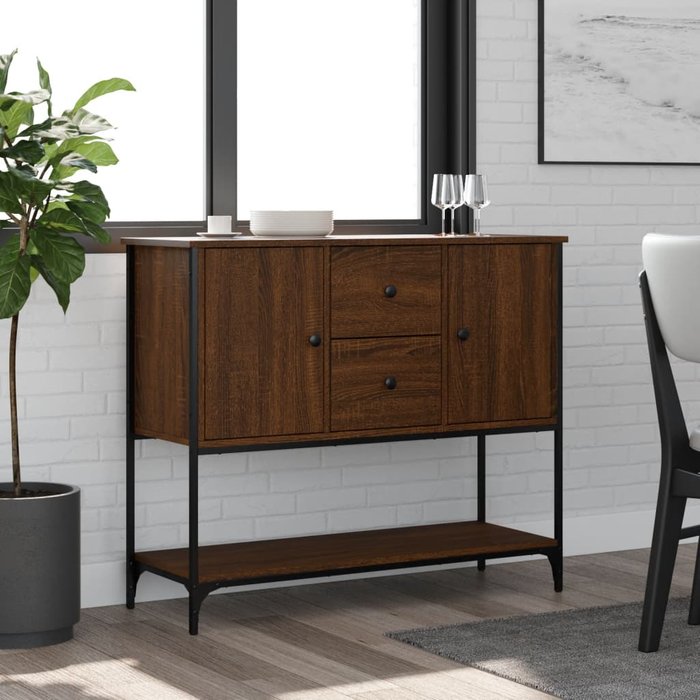 Vidaxl aparador de madera de ingeniería marrón roble 100x36x85 cm