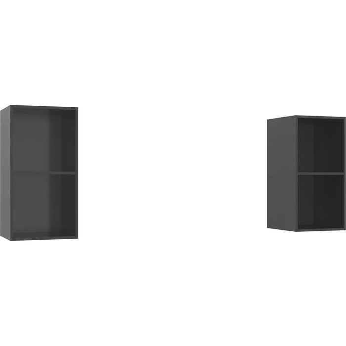 Muebles tv suspendidos 2 uds aglomerado gris brillo