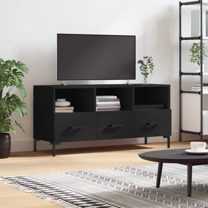 Mueble de tv negro 102x36x50 cm madera de ingeniería
