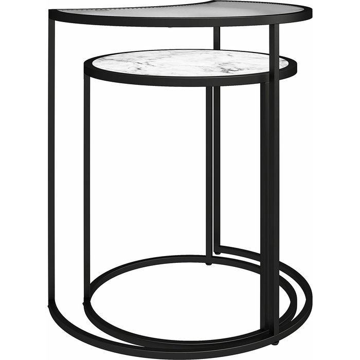 Mesas de centro con tablero de cristal/efecto mármol blanco