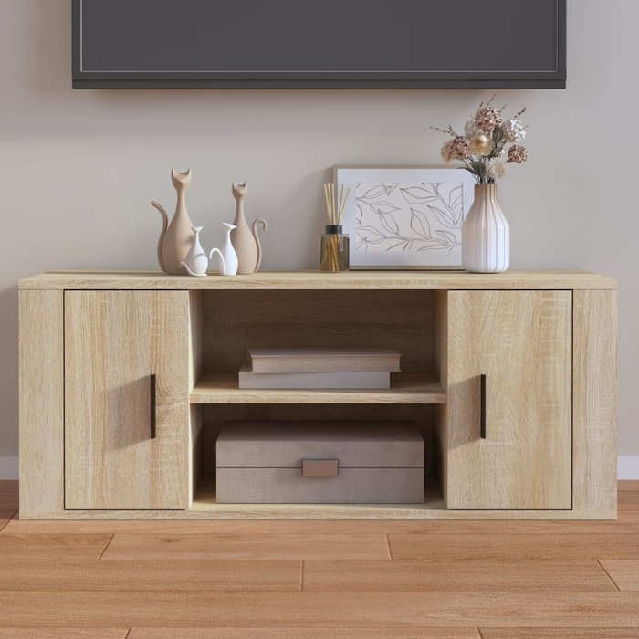 Mueble de tv de roble sonoma, 100x35x40 cm, madera de ingeniería