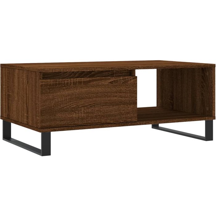 Mesa de centro de contrachapado de roble marrón 90x50x36,5 cm - comfortxl