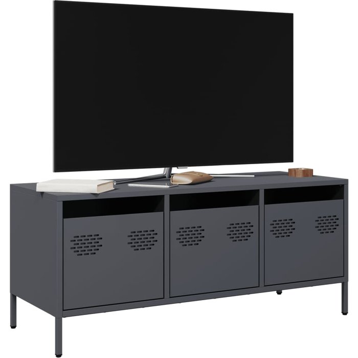Mueble de tv antracita, 101,5x39x43,5 cm, acero laminado en frío