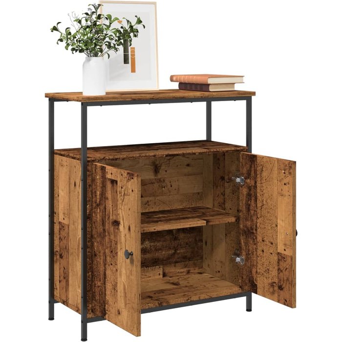 Aparador de madera reciclada, 70x30x80 cm, madera de ingeniería.