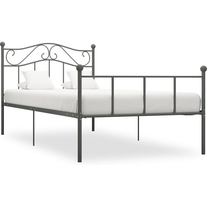Estructura de cama sin colchón metal gris 100x200 cm