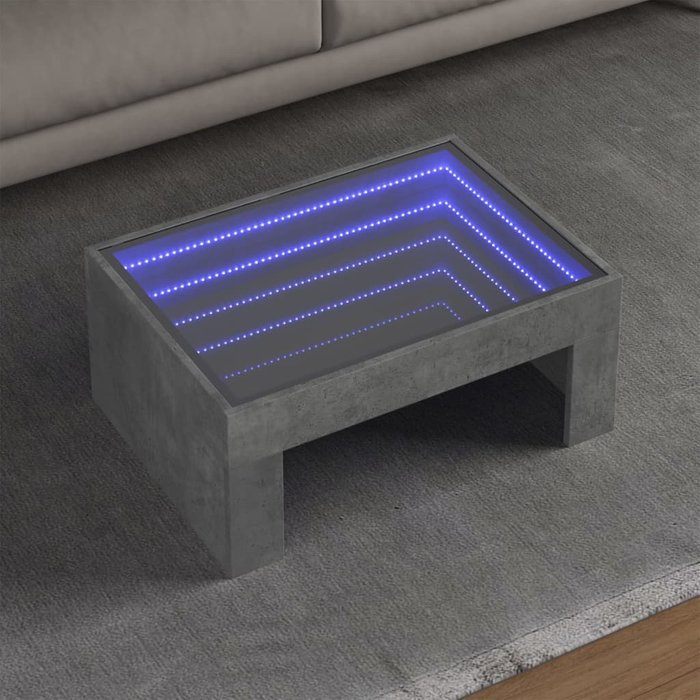 Mesa de centro con infinity led gris hormigón 70x50x30 cm vidaxl