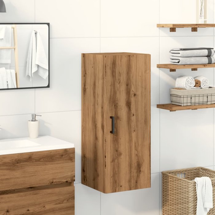 Mueble de pared artesanal de roble 34,5x34x90 cm de madera contrachapada