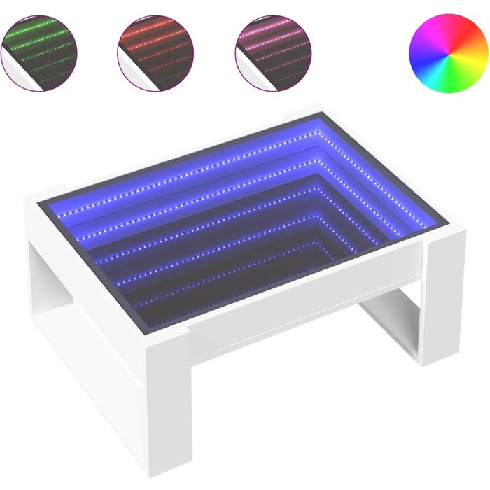 Mesa de centro con led infinity blanco 70x53x30 cm - comfortxl