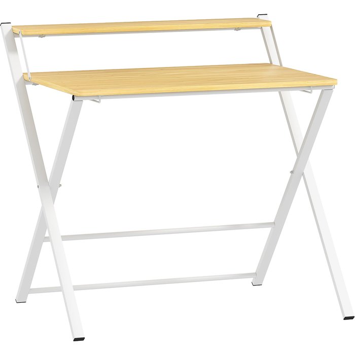 Escritorio plegable homcom melamina de madera, acero madera natural 86x66x82 cm