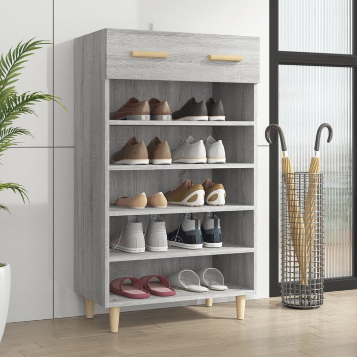 Zapatero sonoma gris, 60x35x105 cm, madera de ingeniería.
