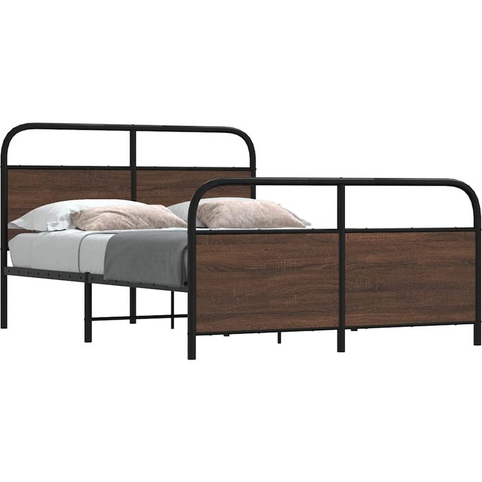 Estructura de cama sin colchón metal marrón roble 140x200 cm vidaxl