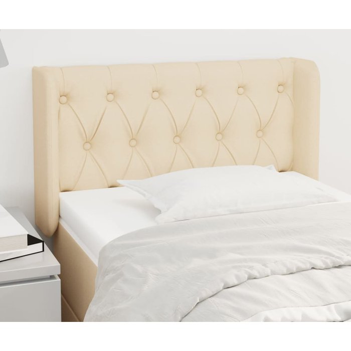 Cabecero de tela color crema 83x16x78/88 cm