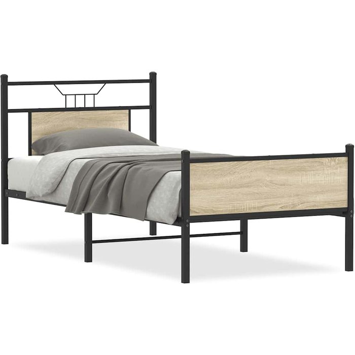 Estructura de cama sin colchón madera roble sonoma 80x200 cm — comfortxl