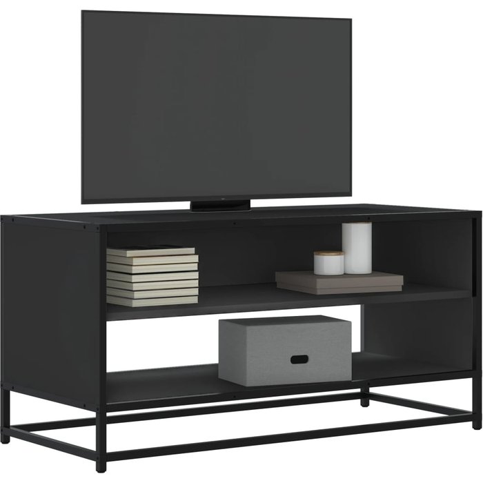 Mueble tv negro 91x40x46 cm madera contrachapada y metal