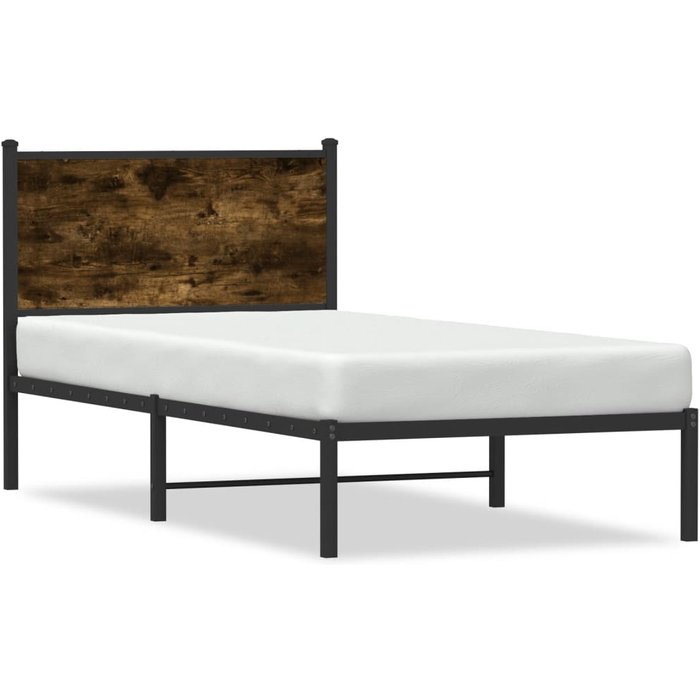 Maison exclusive - estructura de cama sin colchón metal roble ahumado 90x190 cm