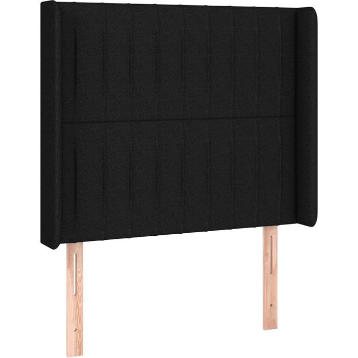 Cabecero con orejas de tela negro 93x16x118/128 cm - comfortxl