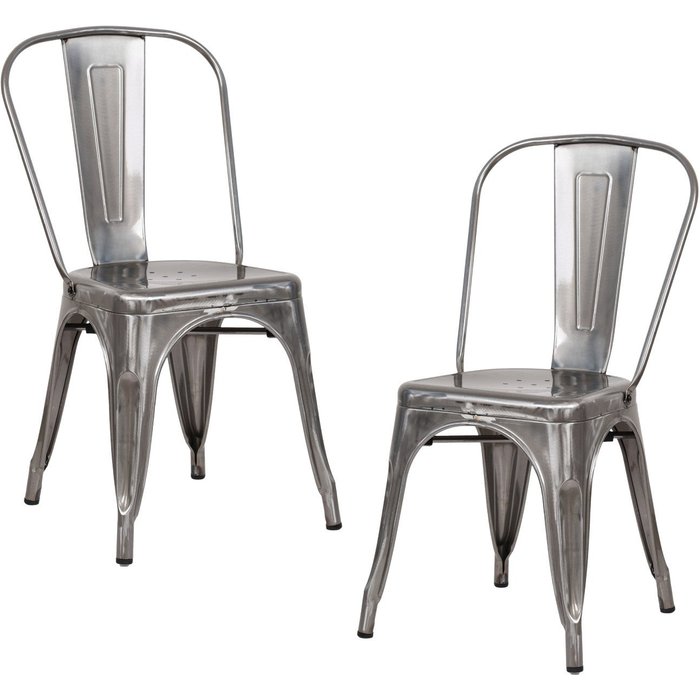 Pack 2 sillas apilables industriales de acero 45x45x85cm thinia home