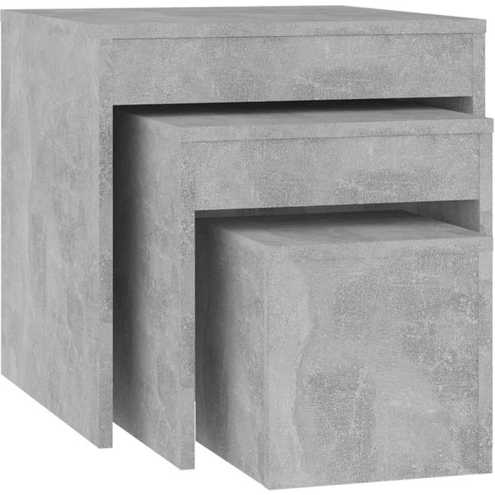 Juego de 3 mesas auxiliares nido en aglomerado gris dec032724