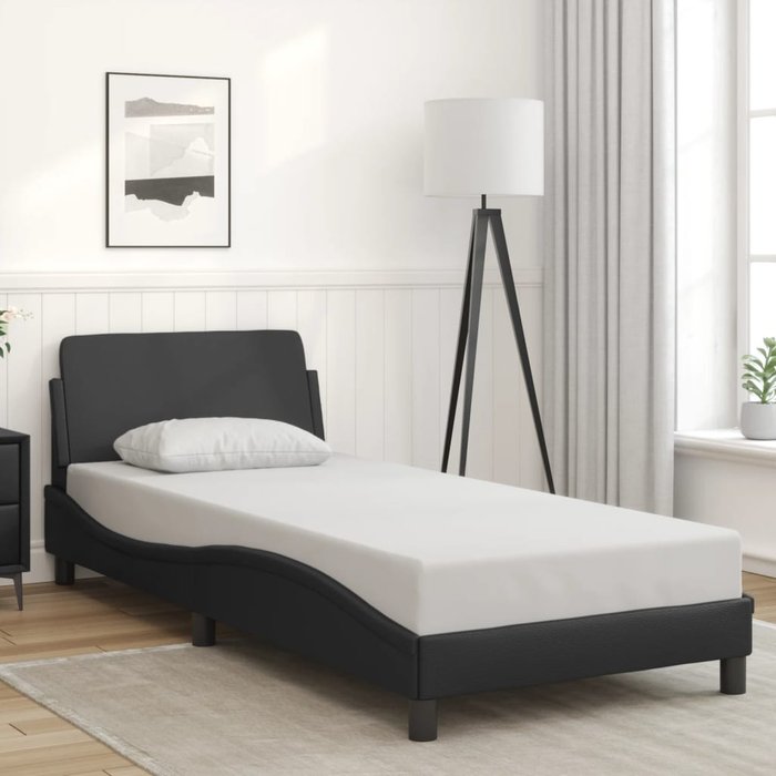 Estructura de cama dover cuero sintético negro 90x200 cm