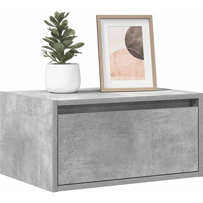 Mesitas de noche de pared con luces led 2 unidades gris hormigón