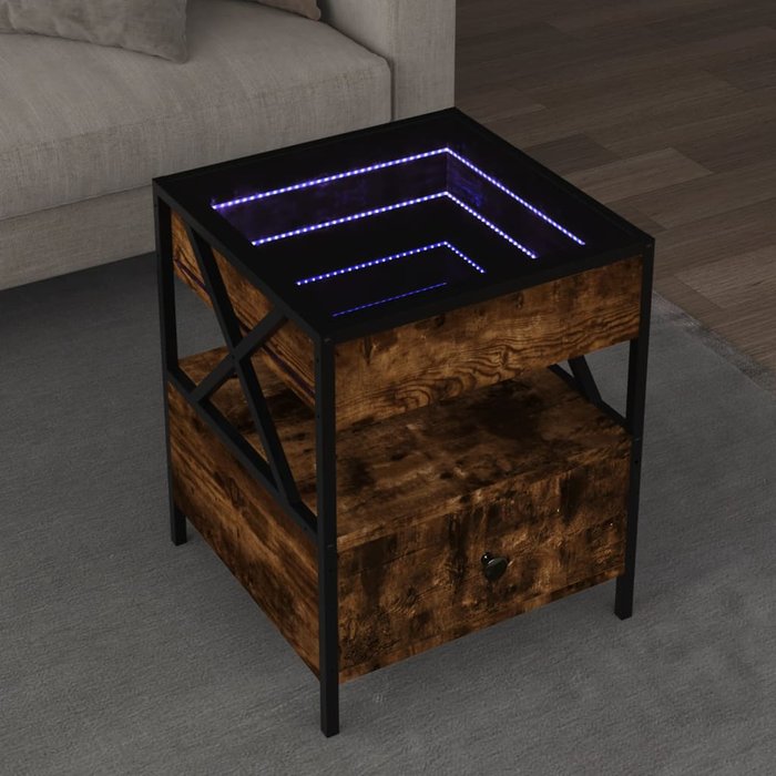Mesa de centro con infinity led roble ahumado 40x40x51 cm vidaxl