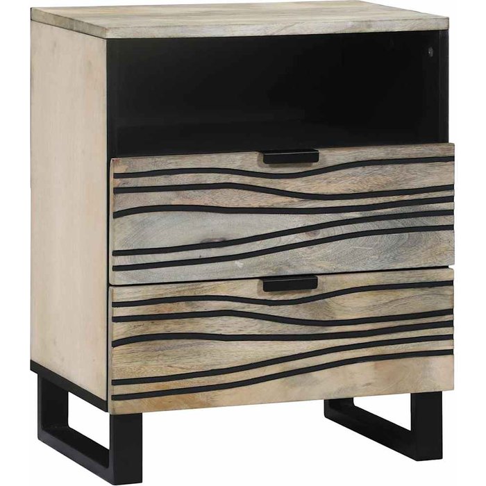 Mesilla de noche con cajón, blanca y negra, 50 x 33 x 62 cm