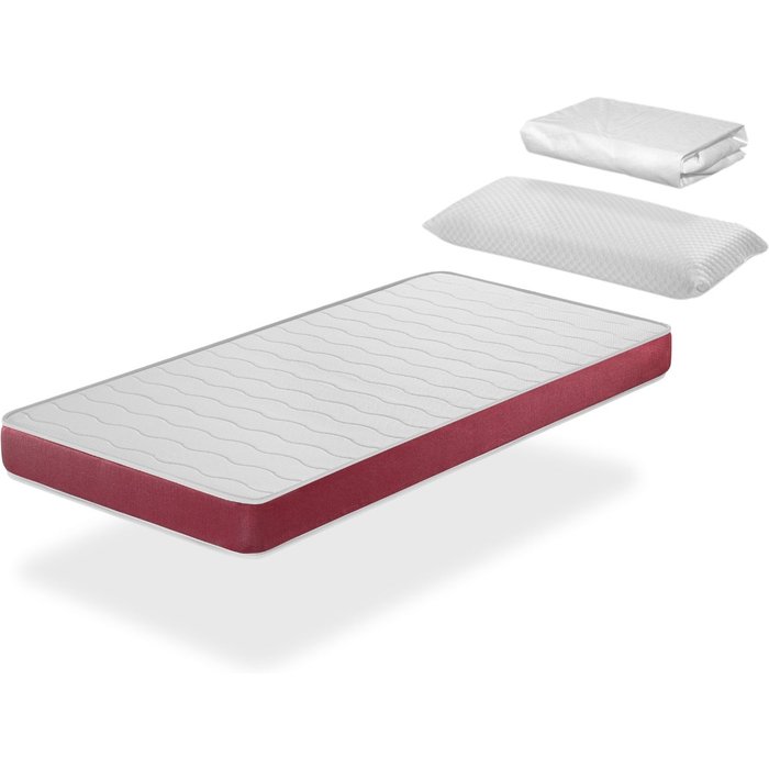 Pack colchón de espuma 80x190 cm dogo sonho con sábana protectora y almohada