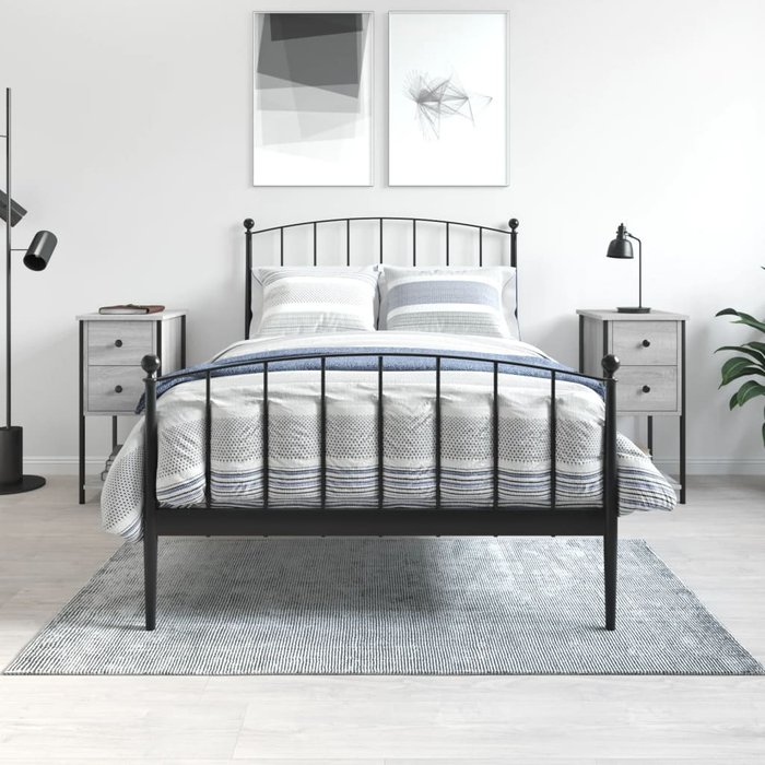 Vidaxl mesitas de noche 2 uds madera de ingeniería gris 32x42x70 cm