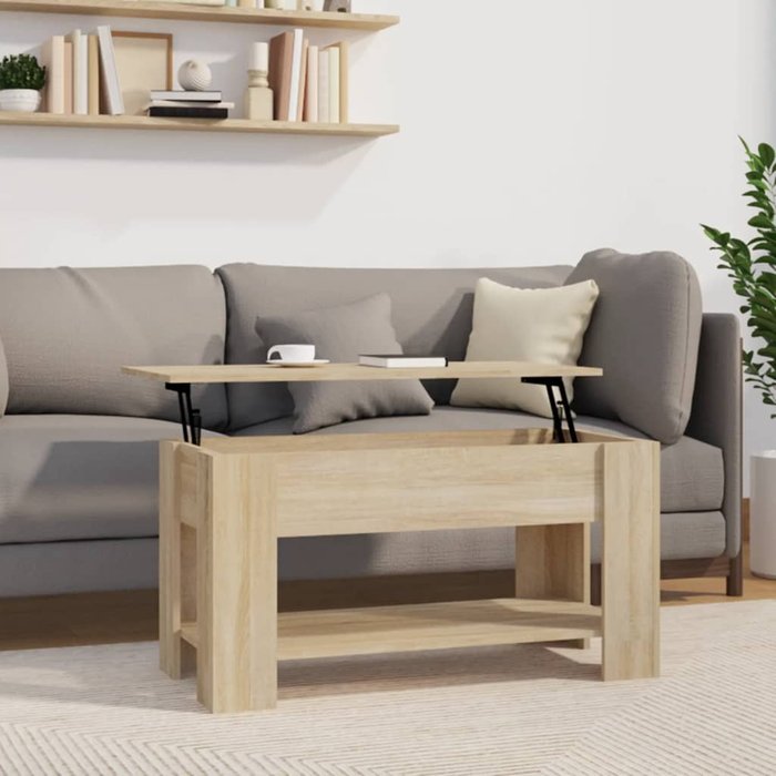 Mesa de centro de roble sonoma 101x49x52 cm madera de ingeniería - comfortxl