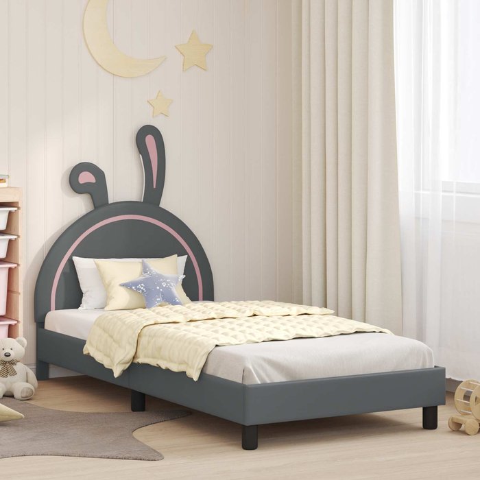 Cama para niños con cabecero gris claro 80 x 200 cm pu