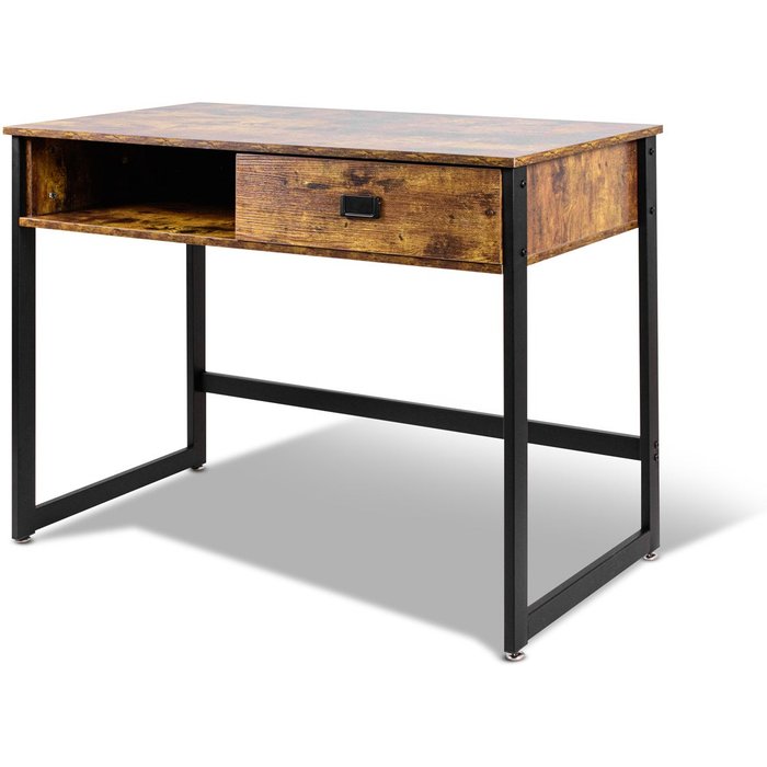 Otari - mesa escritorio de estilo industrial con cajón y estante, 110x50xh76 cm