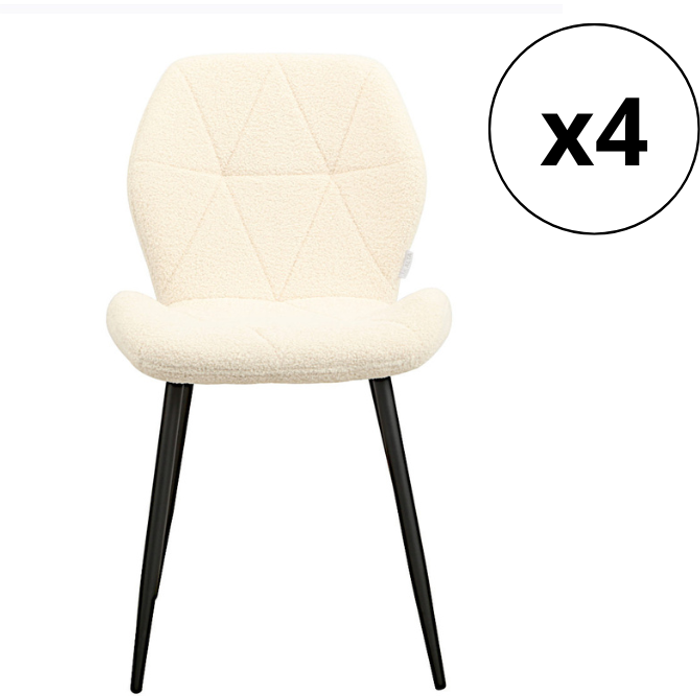 Pack 4 sillas de comedor batt beige tejido buklya con patas de metal negro