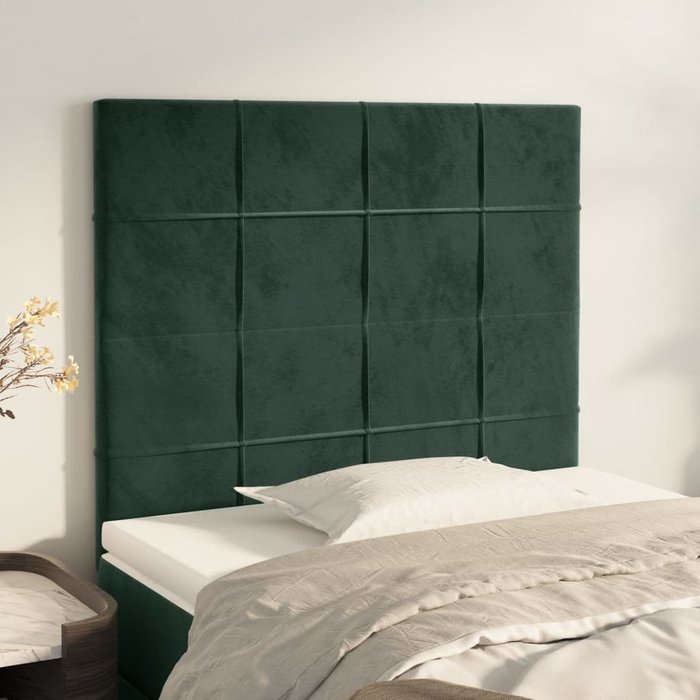 Cabeceros 2 unidades de terciopelo verde oscuro 80x5x78/88 cm - comfortxl