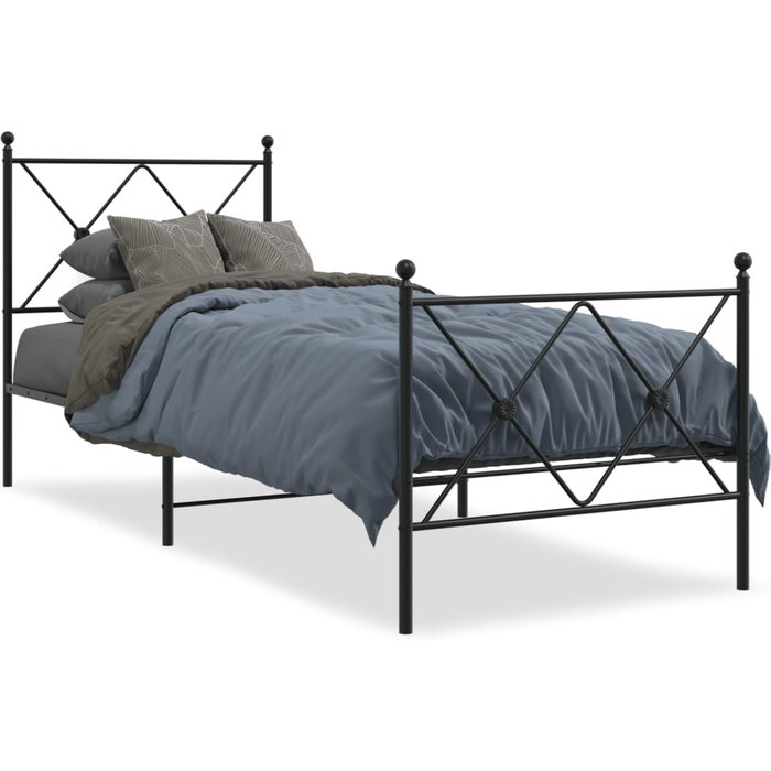Estructura de cama de metal con cabecero/pie de cama negro 80x200 cm