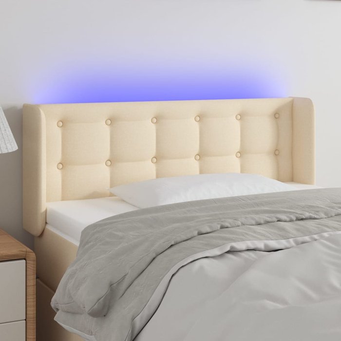 Cabecero con led de tela crema 83x16x78/88 cm - comfortxl