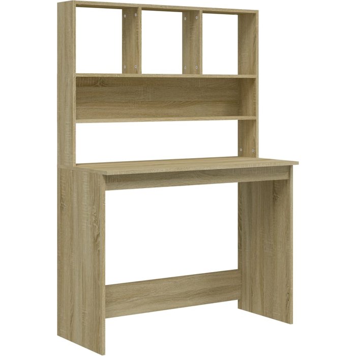 Escritorio con estantes contrachapada roble sonoma 102x45x148cm - comfortxl