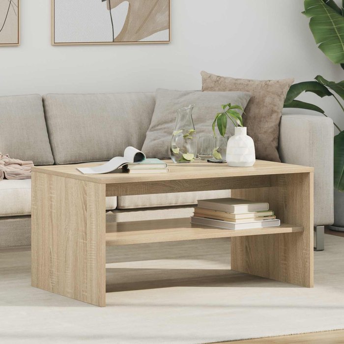 Mesa de centro, roble sonoma, 80 x 50 x 40 cm, madera de ingeniería.