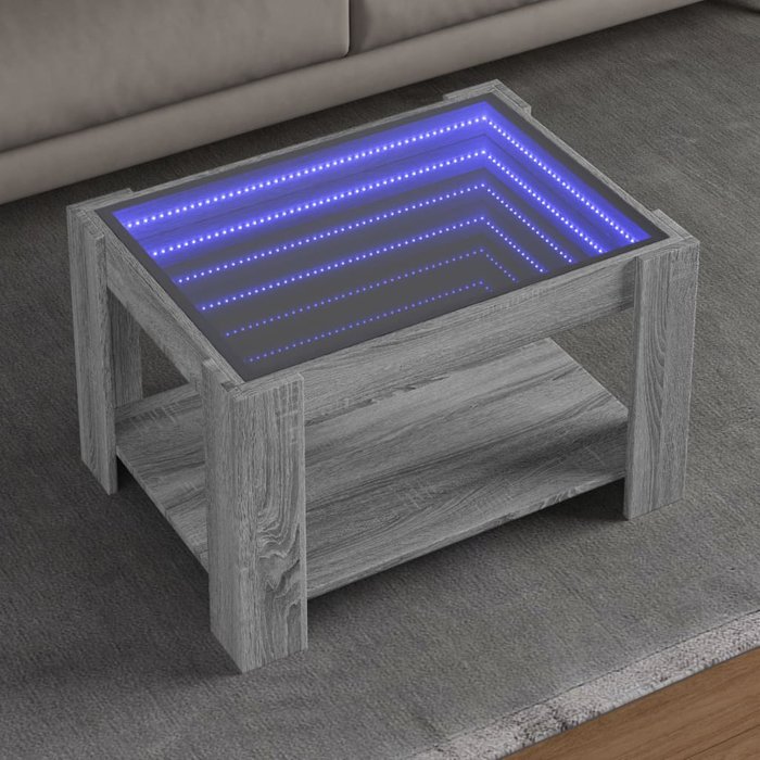 Mesa de centro y led madera ingeniería gris sonoma 73x53x45 cm vidaxl
